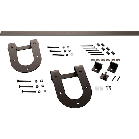 Ekena Millwork Premium Horseshoe Barn Door Hardware Set w/ 8' Track for 1 3/4" Doors, Bronze Texture GB60014H28BZ